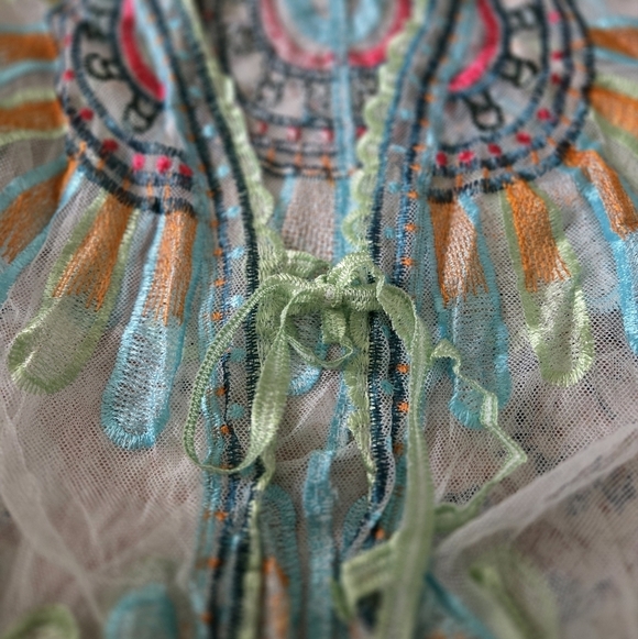 NWT Boho Embroidered Sheer Coverup / Duster /Kimono - Picture 7 of 10